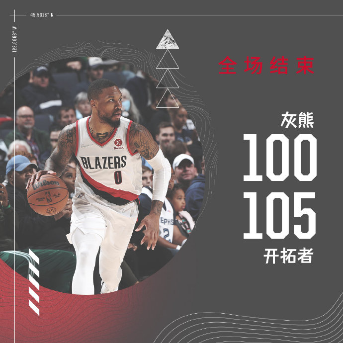 开拓者105-100击败灰熊